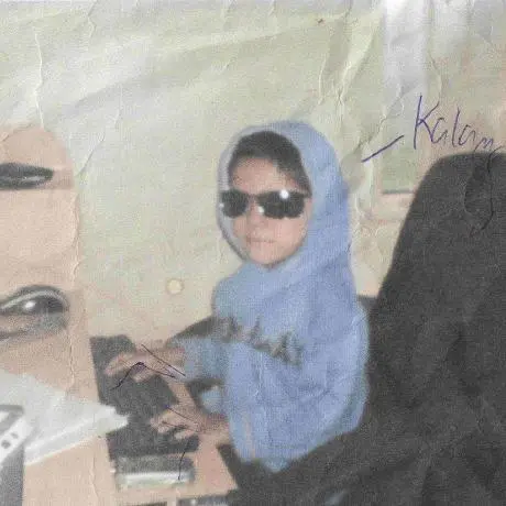 A photo of a young Kalam on a computer